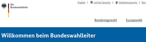 Ausschnitt von der Homepage des Bundeswahlleiters